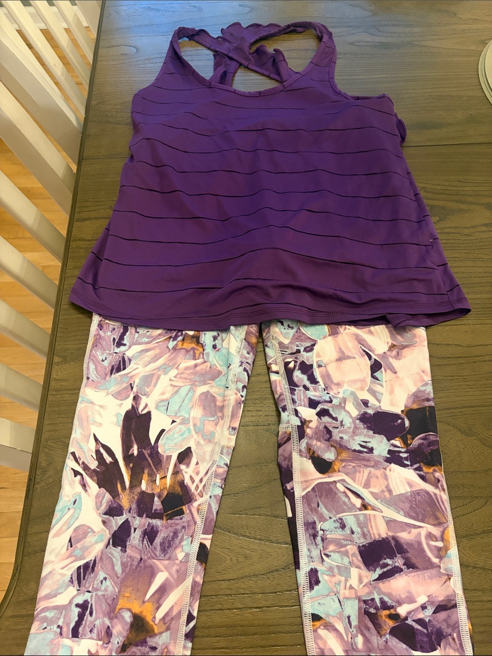 Champion women’s Purple Tank & Floral Leggings workout Set